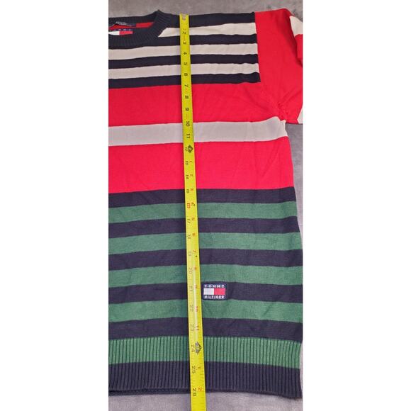 Tommy Hilfiger SZ L Jumper Sweater Men's Red Striped Knit Long Sleeve C19-18 - Picture 2 of 8